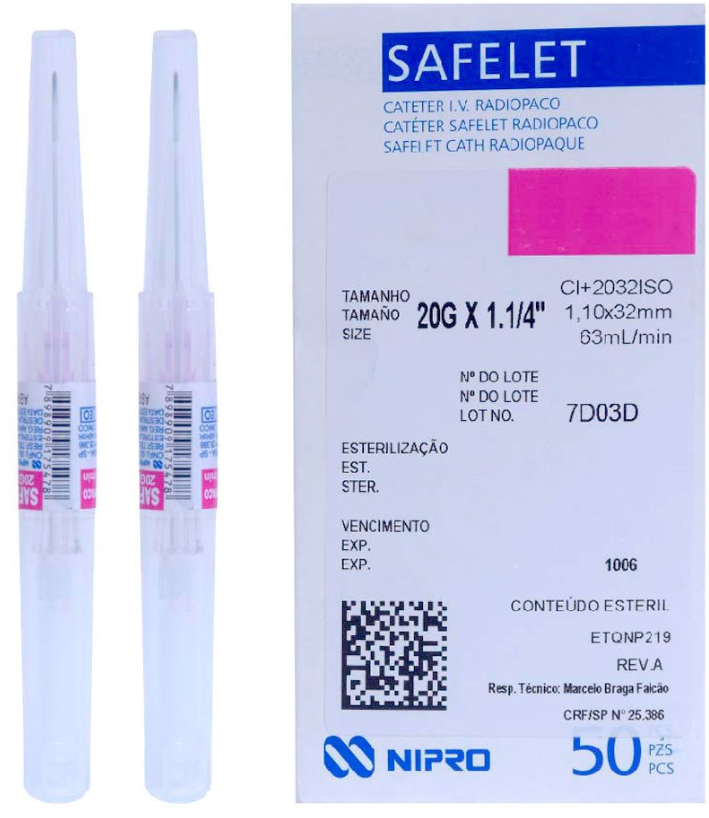 CATETER ENDOVENOSO SAFELET 22G x 1