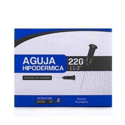 Aguja Hipodérmica descartable Estéril 22G X 1. 1/2  1.2MM -