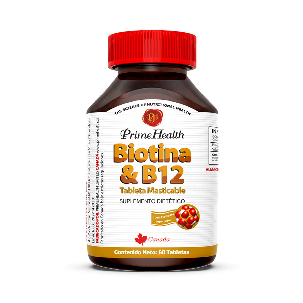 Prime Health Biotina & B12 Tableta Masticable