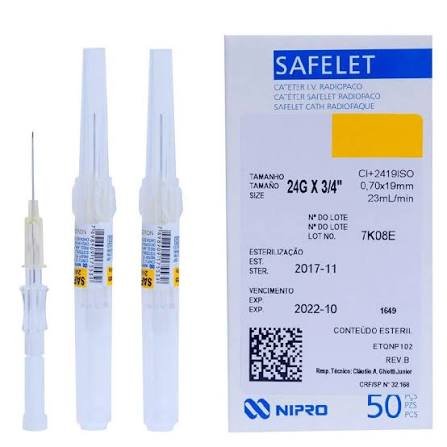 CATETER ENDOVENOSO SAFELET 24G x 3/4